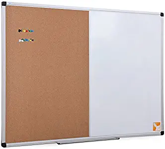 XBoard Magnetic whiteboard 36 x 24 - Combo Whiteboard Dry Erase Board/Cork Board 36 x 24, Magnetic White Board + Corkboard with Aluminum Frame, 10 Colorful Push Pins & Marker Tray Included