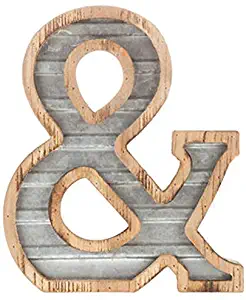 XXL 14" Galvanized Metal and Wood Industrial Home and Business Wall Letters Ampersand &