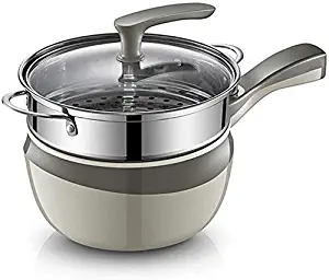 Electric Hot Pot, Mini Multi-Function Electric Pot Cooker Rapid Noodles Cooker Frying Pan Double Layer Cooker,Mini Pot for Steak, Egg, Fried Rice, Ramen, Oatmeal, Soup, 700W Power