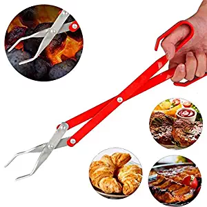 LinaLife 16.5 inch Length Aluminum Scissor Tongs Grill Tongs for Camping, BBQ Tongs, Long Reach Lightweight Sturdy Barbecue Tongs Durable Never Rust use for Charcoal Meat Steak Oven Bread