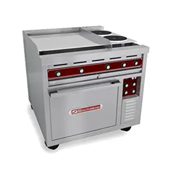 Southbend SE36T-TTB 36" Heavy Duty Electric Range w/ (2) Round Hot Plates, (1) 24" Thermostatic Griddle & (1) TruVection Oven