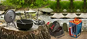 CampMaid Complete Outdoor Cookout Grill Set with Charcoal Chimney - 8 Piece Combo