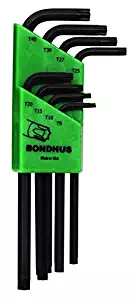 Bondhus 32434 Set of 8 Tamper Resistant Star L-wrenches, Long Length, sizes TR9-TR40