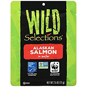 WILD SELECTIONS Alaskan Wild Salmon, 2.5 Ounce Pouches (Pack of 12), Bulk Salmon, Keto Food, High Protein Snacks, Gluten Free Foods Grocery, Keto Food
