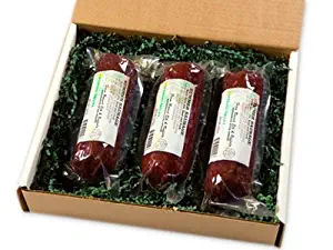 Venison, Bison and Elk Summer Sausage Gift Box, 3 Spicy Flavor