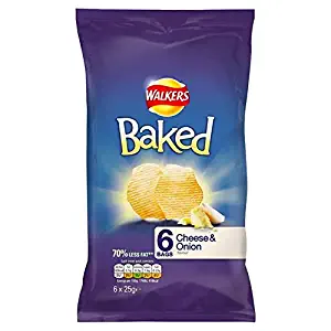 Baked Walkers Cheese & Onion Crisps 6 X 25G