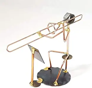 Trombone Player with Music Stand, Metal Figurine