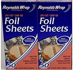 Reynolds Wrappers Pop Up Foil Sheets 50 Ct - Pack of 2