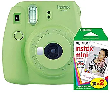 Fujifilm Instax Mini 9 (Lime Green) with Instax Mini Film (20 Sheets)