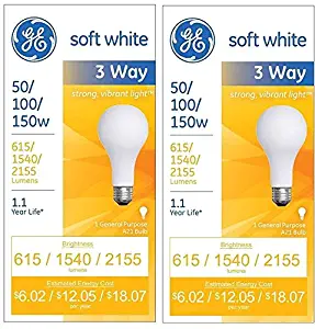 GE Soft White 3-way 50/100/150 Watt A21 2-pack