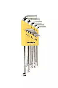 Bondhus 16937 Set of 13 Balldriver L-wrenches with BriteGuard Finish, Long Length, sizes .050-3/8-Inch