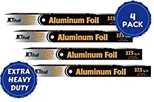 Extra Heavy Duty Large Aluminum Foil Roll 37.5' Sq Ft 18 Inch Wide Super Strength Great for BBQ Roasting Boiling Baking Smoking Freezing Grilling Storing and All Kitchen Needs 4 Pack
