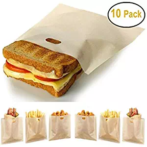 Stephanie Lane - Non-Stick Reusable Toaster Bags (Set of 10) Various Sizes, Create Grilled Cheese Sandwiches in Toaster, Microwave Oven or Grill, Pizza Panini & Garlic Bread
