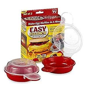As Seen On TV TSR720 Easy Eggwich Microwave Egg Cooker Red and clear