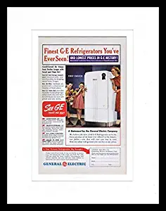 ORIGINAL Vintage 1940 General Electric Refrigerator 11x14 Framed Advertisement