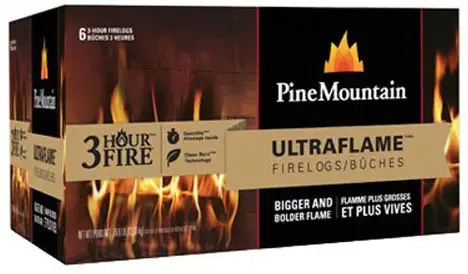 Pine Mountain Ultraflame 3-Hour Firelogs, 6 Logs (4152501351) Long Burning Firelog for Campfire, Fireplace, Fire Pit, Indoor & Outdoor Use