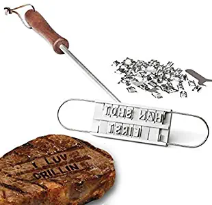 Harlov Enhanced BBQ Meat Branding Iron with Changeable Letters and a Handy Draw-String Carry Bag and Plastic Letter Case - Great for Branding Steaks, Burgers, Chicken with Your Name; Labor Day Gift