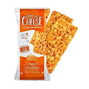 Just the Cheese Bars, Crunchy Baked Low Carb Snack Bars. 100% Natural Cheese. High Protein and Gluten Free (Aged Cheddar)