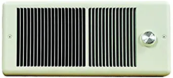 TPI E4315TRP Series 4300 Low Profile Fan Forced Wall Heater with Wall Box, Standard Model, Single Pole Inbuilt Thermostat, 1500 W, 12.5 Amps, Ivory