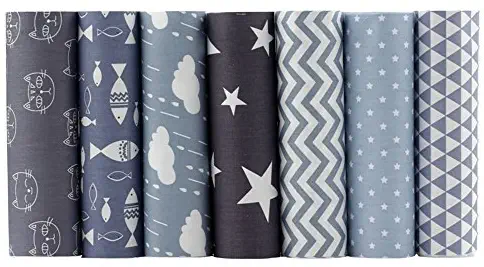 Shuan Shuo Gray Series Cotton Fabric Quilting Patchwork Fabric Fat Quarter Bundles Fabric for Sewing DIY Crafts Handmade Bags Pillows 40X50cm 7pcs/lot