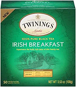 Twinings of London Irish Breakfast Black Tea Bags, 50 Count (Pack of 6)