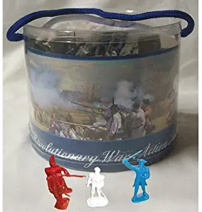 Revolutionary War Toy Soldier Tub 33 Piece Set with George Washington, Lafayette, British, Hessian and Continental Infantry, Cannon, Mortar