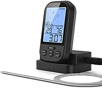 BIFULDYO Wireless Remote Digital Cooking Meat Thermometer for Grilling Smoker BBQ,Grill, Oven,Food Thermometer,Backlit Instant Read,Monitor Food from 100 Feet Away(1 Probe)