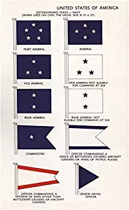 US Navy Flags. Fleet Admiral. Admiral. Vice Admiral. Rear Admiral - 1958 - Old Print - Antique Print - Vintage Print - Printed Prints of USA