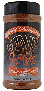 Heavy Smoke White Label Seasoning 11 oz - Championship BBQ Rub for Pork Ribs and Chicken; Smoking and Grilling Spice