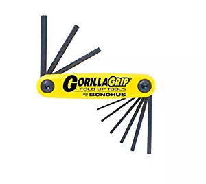 Bondhus 12591 GorillaGrip Set of 9 Hex Fold-up Keys, sizes .050-3/16-Inch
