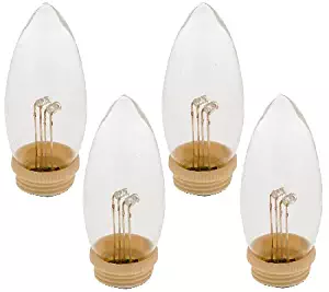 Celestial Lights Set of 4 Battery Operated Replacement Window Candle Bulbs with Dual Intensity LED with a Light Flicker
