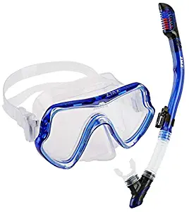 ZMZ DIVE Adult Snorkel Set, Tempered Glass Diving Mask and Dry Snorkel, Adjustable Anti-Leak Anti-Fog Design Panoramic Scuba Mask, Top Snorkel with Food-Grade Silicone for Freediving Snorkeling