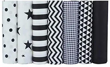 ShuanShuo Coffer Series Cotton Fabric Quilting Patchwork Fabric Fat Quarter Bundles Fabric for Sewing DIY Crafts Handmade Bags 15"X19" 7pcs/lot (Black)