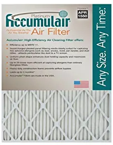 Accumulair Platinum 16x25x0.5 (15.5x24.5x0.5) MERV 11 Air Filter/Furnace Filters (2 Pack)