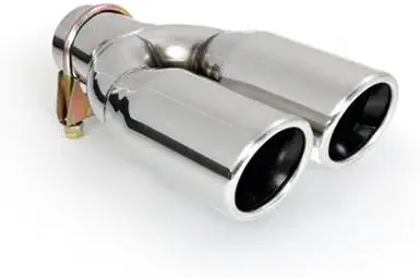 ER60020 - Stainless Steel double pipe Exhaust Trim Tailpipe Muffler for Screwing universal black/Chrome