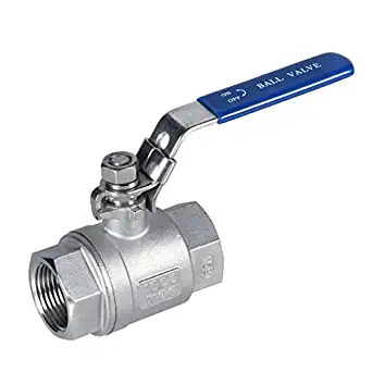 1" 2PC Ball Valve Stainless Steel 304 with Blue Vinyl Handle- Full Port, 1000 WOG NPT