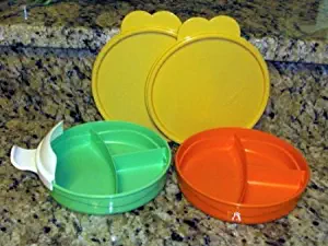 Tupperware 2 Toddler Size Divided Dishes with Seals in Various Colors