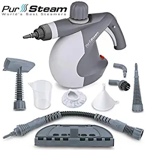 PurSteam World's Best Steamers Chemical-Free Cleaning PurSteam Handheld Pressurized Steam Cleaner with 9-Piece Accessory Set Purpose and Multi-Surface All Natural, Anthracite