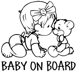 Baby ON Board with Lovely Teddy Bear Car Auto Safety 3D Reflective Styling Decals Cartoon Vinyl Car Sticker(Black)