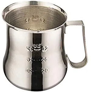 Winco WPE-40, 40 Oz. Stainless Steel Espresso Milk Frothing Pitcher, Metal Milk Server, Frother