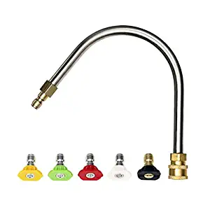 Tool Daily Gutter Cleaner Attachment with 1/4 Inch Quick Connector, 5 Pressure Washer Spray Nozzle Tips