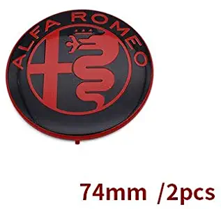 2pcs 7.4cm ALFA Romeo Car Logo Emblem Badge Sticker for Alfa Romeo Giulietta Spider GT Giulia Mito 147 156 159 166 Specials Sale Black White Color 74mm (Red)