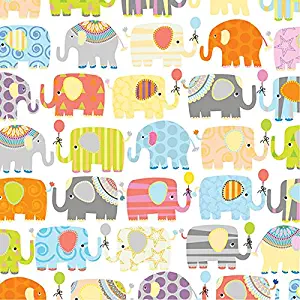 Parade of Elephants Baby Shower Gift Wrapping Paper Roll - 24" x 15'