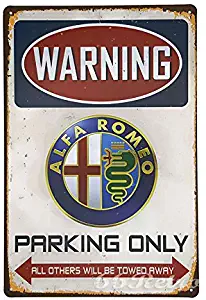 66Retro Alfa Romeo Parking Only, Vintage Retro Metal Tin Sign, Wall Decorative Sign, 20cm x 30cm
