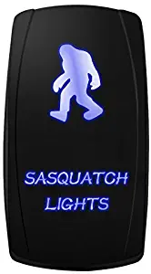 MICTUNING ACSSB Laser On-Off Rocker Switch with Jumper Wire, 5 Pin, 20 Amp, 12V, LED Lights, Sasquatch Light, Blue