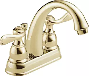Delta Faucet Windemere 2-Handle Centerset Bathroom Faucet with Metal Drain Assembly, Polished Brass B2596LF-PB