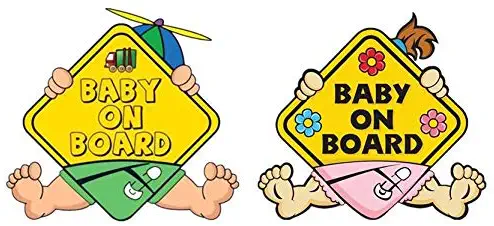 SANGAITIANFU 2Pcs/Set Baby ON Board Cute Reflective Car Stickers Baby Safety Sign Warning Sticker