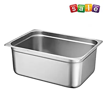6" Deep Steam Table Pan Full Size, 21 Quart Stainless Steel Anti-Jam Standard Weight Hotel GN Food Pans - NSF (20.87"L x 12.8"W)