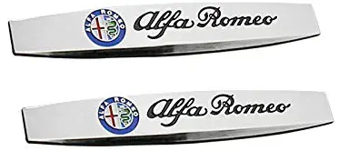 Car Front Grille Badge Stickers Rear Trunk Decal Car Side Fender Emblem Stainless Steel 2Pcs For Alfa Romeo Giulia Stelvio (Silver Color)