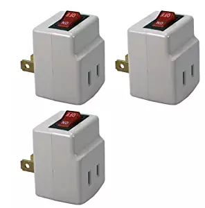 Single Port Power Adapter for Outlet with On/Off Switch to be Energy Saving - 3 Pack